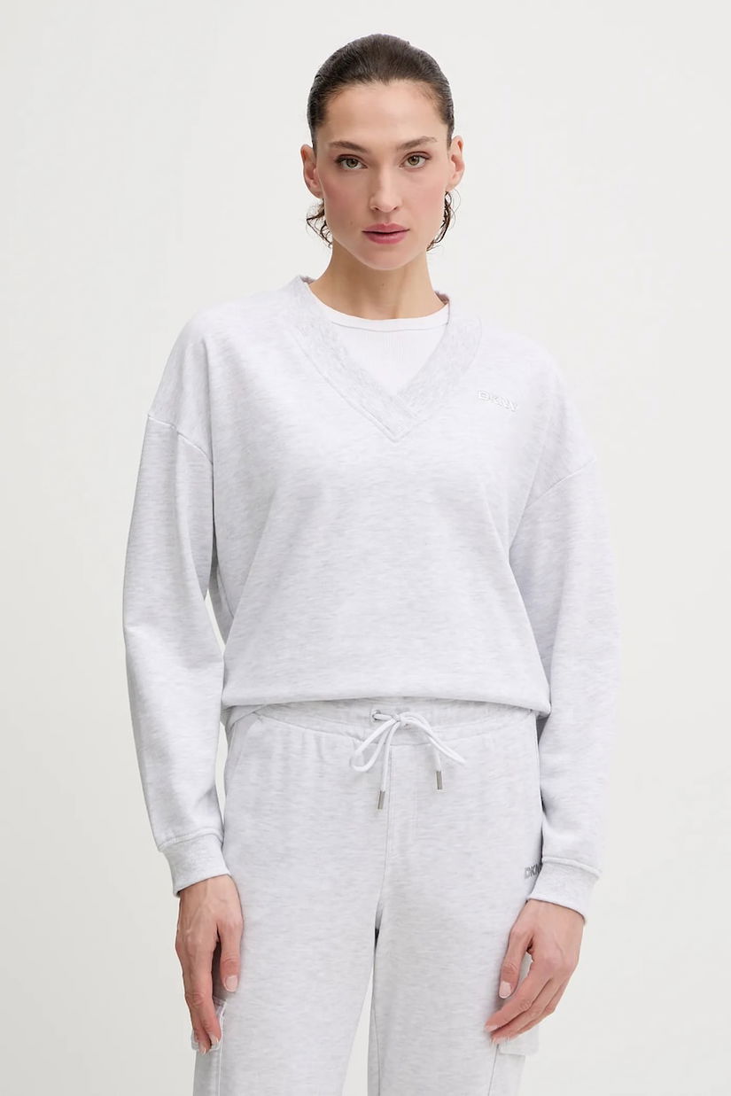 Dkny bluză culoarea gri, cu imprimeu, DP6T1644