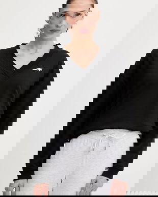 Dkny bluză culoarea negru, cu imprimeu, DP6T1644