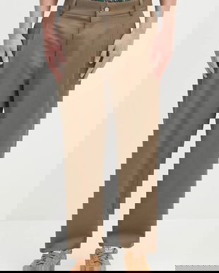 Drôle de Monsieur pantaloni Le Pantalon Cropped Twill culoarea bej, drept, H.BP155.CO214