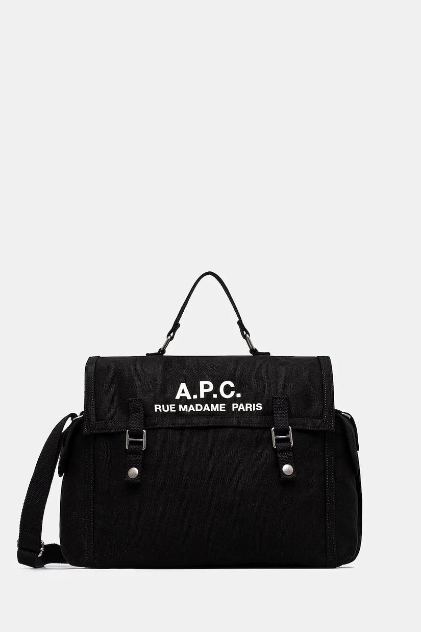 A.P.C. geantă de bumbac Besace Recuperation culoarea negru, CODBM.H61930