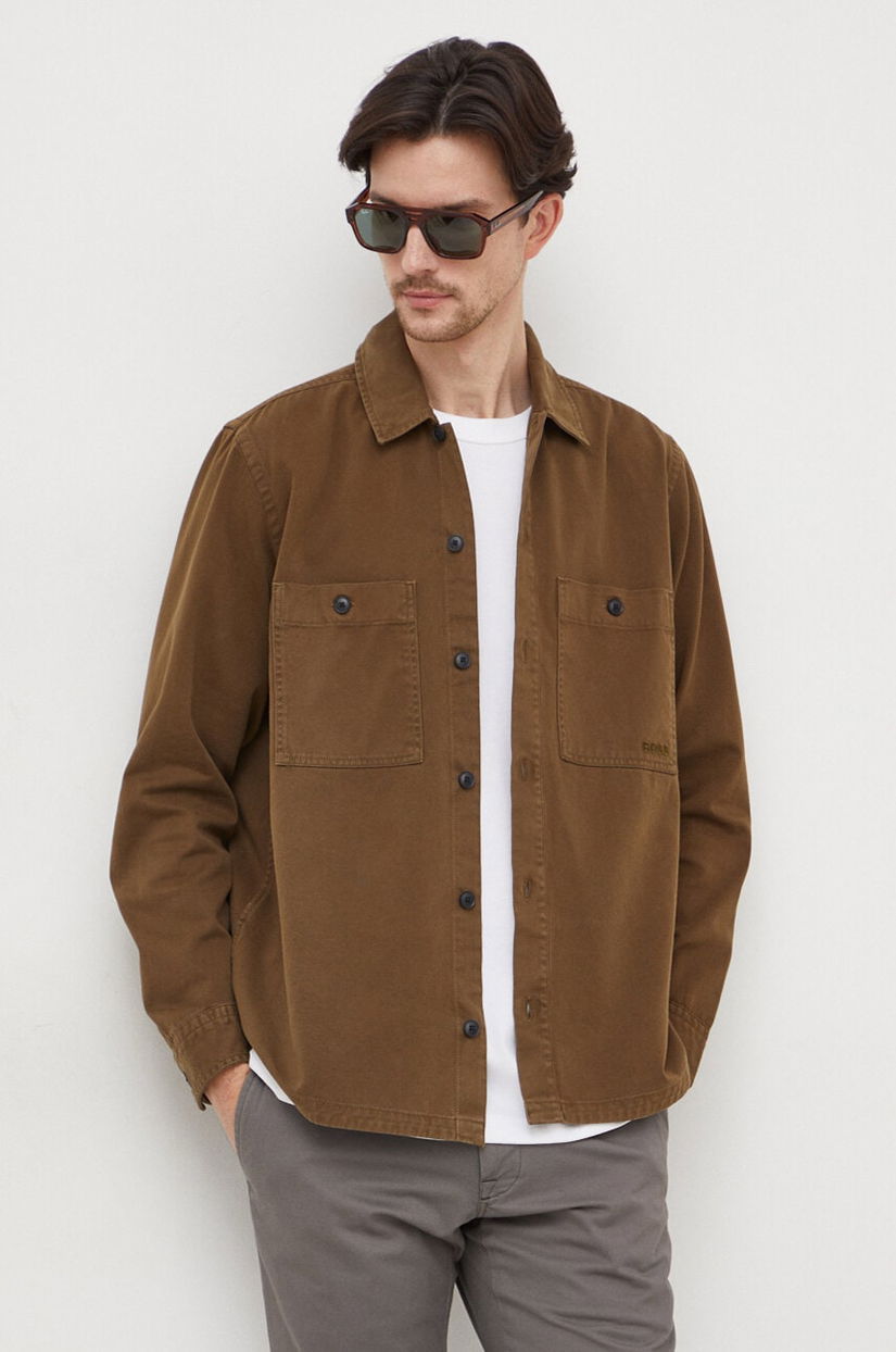 BOSS Orange cămașă din bumbac bărbați, culoarea verde, cu guler clasic, regular 50506734