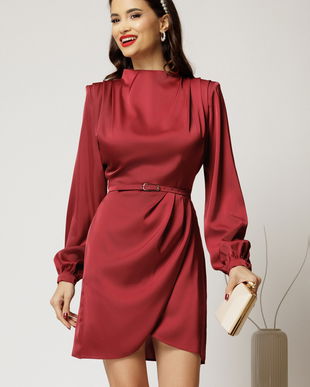 Rochie scurta bordo de ocazie din satin