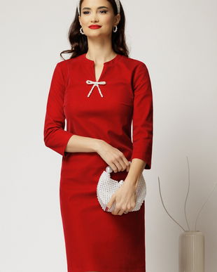 Rochie DY Fashion scurta bordo din catifea fixa cu funda perla