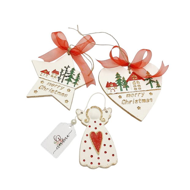Set 3 decoratiuni ceramice pictate manual, 4558