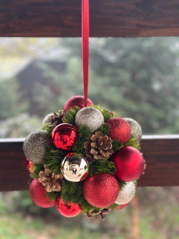 Aranjament decorativ Craciun -Red&Silver Mix