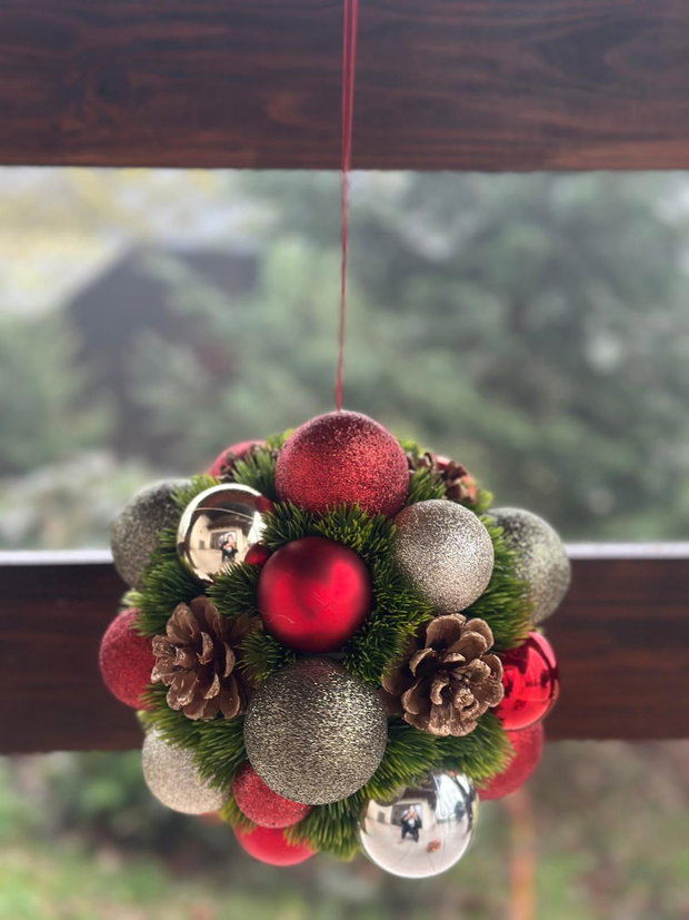 Aranjament decorativ Craciun -Red&Silver Mix
