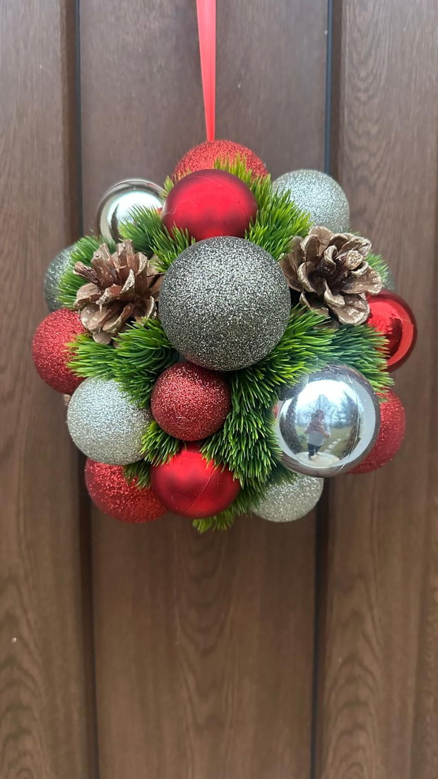 Aranjament decorativ Craciun -Red&Silver Mix