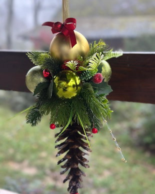 Decor Suspendat Crăciun  Pinecone Green & Gold