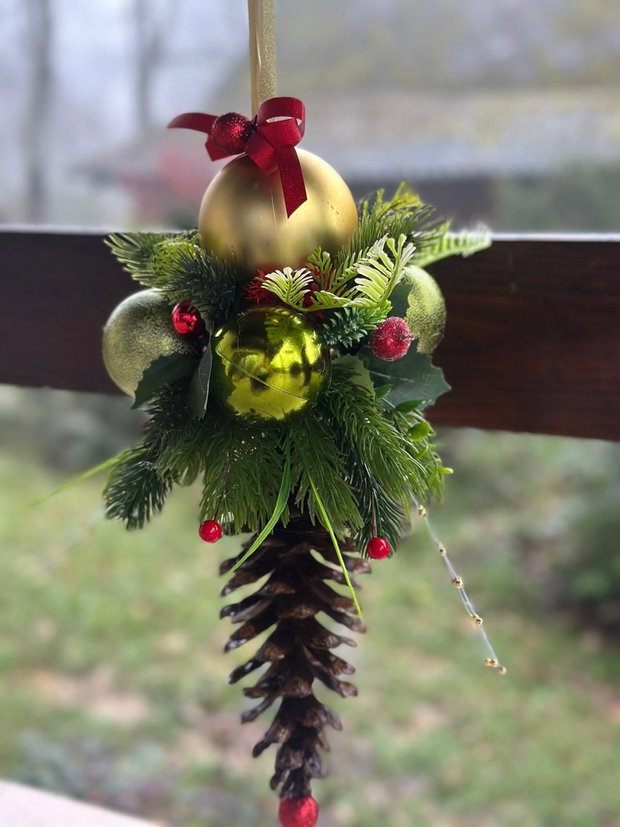 Decor Suspendat Crăciun Pinecone Green & Gold
