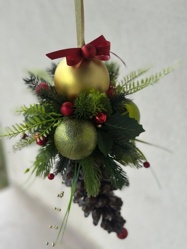 Decor Suspendat Crăciun Pinecone Green & Gold