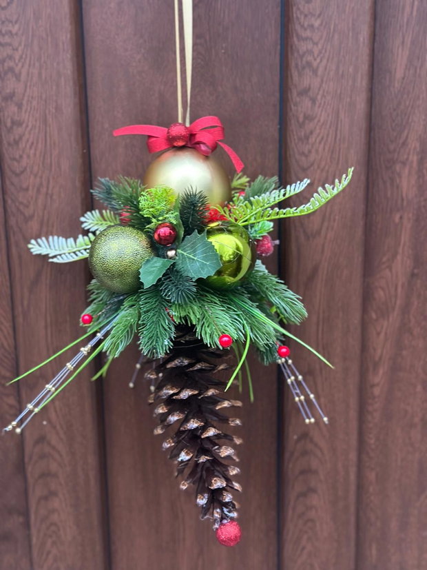 Decor Suspendat Crăciun Pinecone Green & Gold