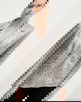 Hoss Intropia sacou culoarea bej, un singur rând de nasturi, 5472054