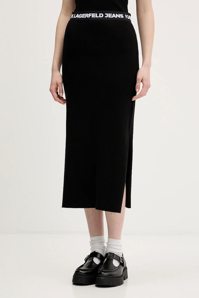 Karl Lagerfeld Jeans fustă culoarea negru, mini, drept, B1W12021