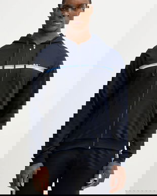 BOSS hanorac de bumbac Authentic Jacket H culoarea bleumarin, cu glugă, cu imprimeu, 50554785