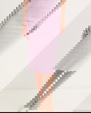 Herve Leger fustă Eloise culoarea violet, midi, creion, SCJ3515831