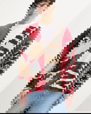 Desigual cardigan WILD barbati, culoarea bej, 25SMJF07