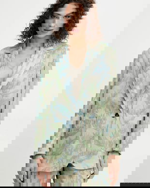 MAX&Co. sacou culoarea bej, un singur rand de nasturi, cu imprimeu, 2516041043200