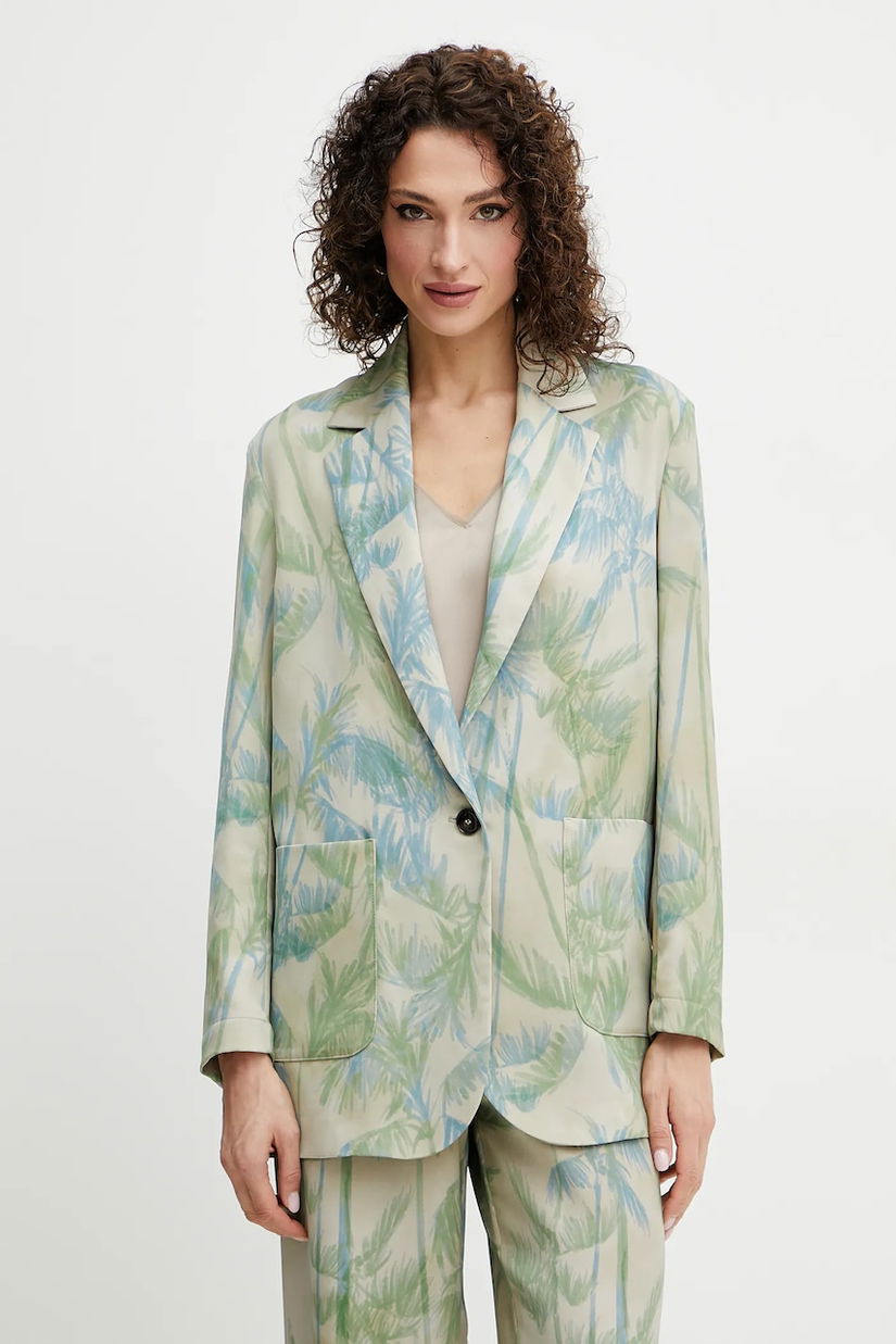 MAX&Co. sacou culoarea bej, un singur rand de nasturi, cu imprimeu, 2516041043200