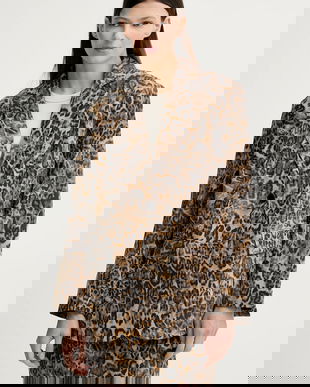 Gestuz sacou de piele culoarea bej, un singur rand de nasturi, modelator, 10909938