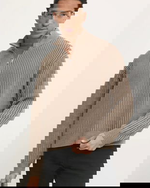 Abercrombie & Fitch pulover barbati, culoarea bej, călduros, KI120-4181