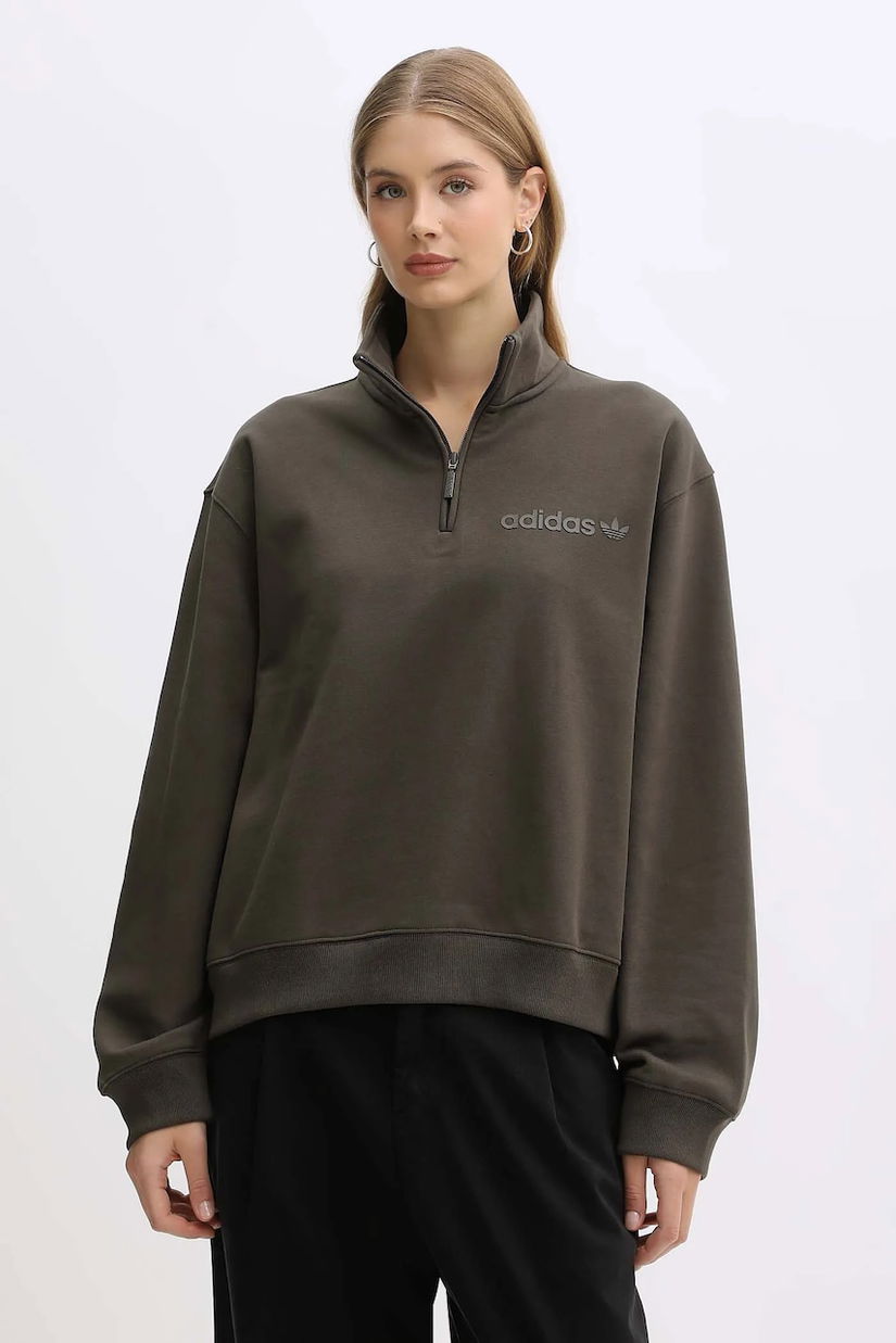 adidas Originals bluză Essentials culoarea verde, uni, JW1025