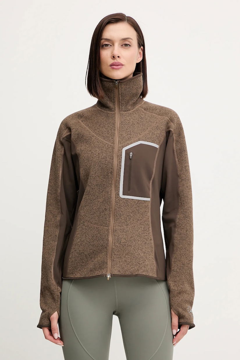 adidas by Stella McCartney hanorac de antrenament Climawam Running culoarea verde, cu model, JM6049