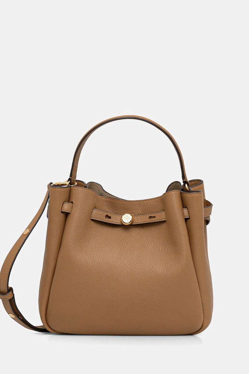 Tory Burch geantă de piele Romy culoarea bej, 166982-227