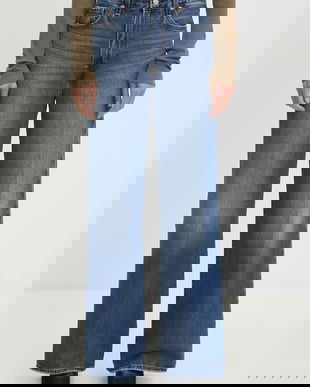 Levi's jeans RIBCAGE WIDE LEG femei, culoarea albastru marin A6081