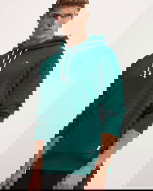 Puma hanorac de bumbac MMQ bărbați, culoarea verde, cu glugă, melanj 624011