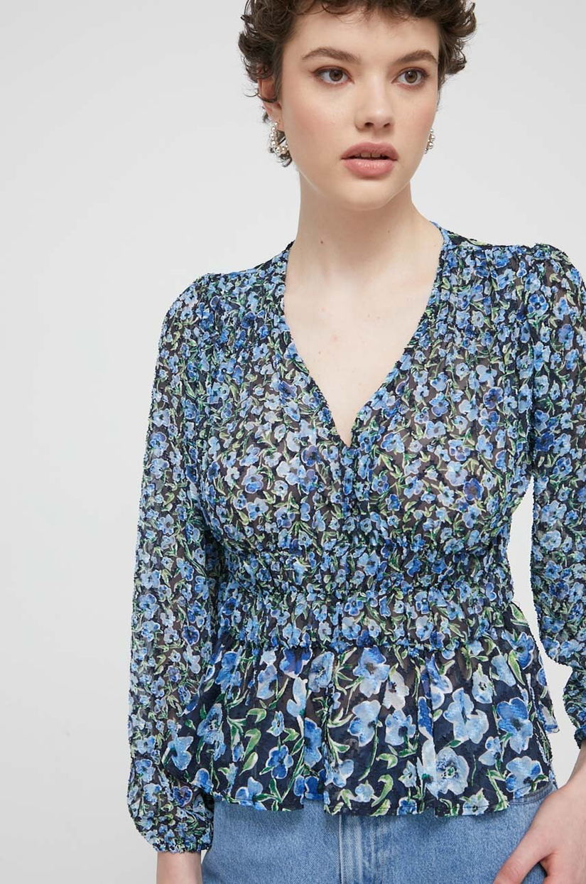 Desigual camasa ZOÉ femei, culoarea albastru marin, regular, 24SWBW17