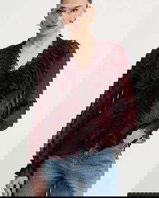 Morgan bluză culoarea bordo, uni, CATHY