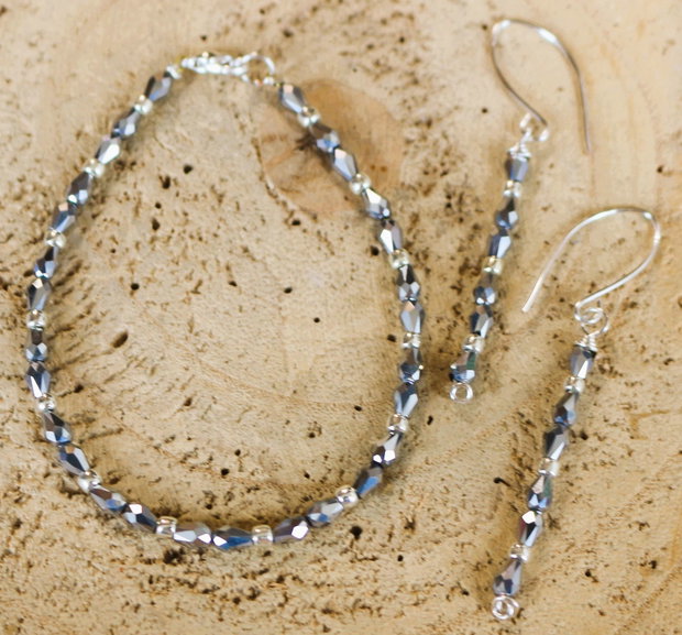 Set bratara si cercei cu cristale tip swarovski