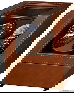 Cutie intors ceasuri, Luxury 2, Rotator pentru 2 Ceasuri Automatice, Exterior din piele, Maro