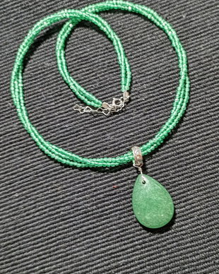 Colier argint X3 calcedonie aventurin verde picatura boho chic trendy cadou -Transport gratuit
