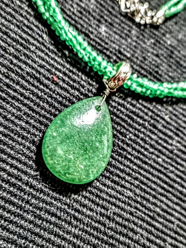 Colier argint X3 calcedonie aventurin verde picatura boho chic trendy cadou -Transport gratuit