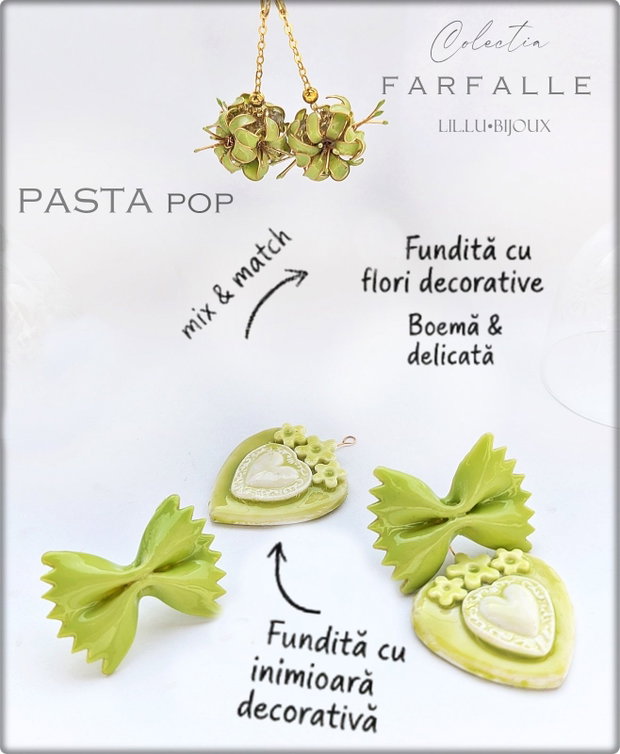 CERCEI FARFALLE PASTA POP 3 in1, Handmade Bijuterii Unicat LIL.LU.BIJOUX