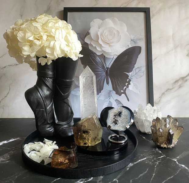 Set Cristale - Cuart Transparent&Agat Negru&Cuart Fumuriu - Decoratiune Pietre Semipretioase