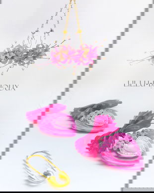 Cercei Handmade Farfalle Sugar Bloom Cercei 3 in1 cu Fundiță, Inimă și Flori, Bijuterii Unicat LIL.LU.BIJOUX