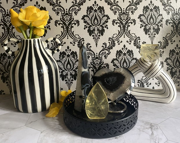 Set Cristale - Citrin&Agat Negru - Decoratiune Pietre Semipretioase
