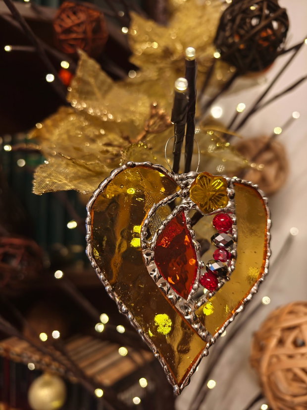 Decoratiune unicat sticla - inima - cu cristale Swarovski