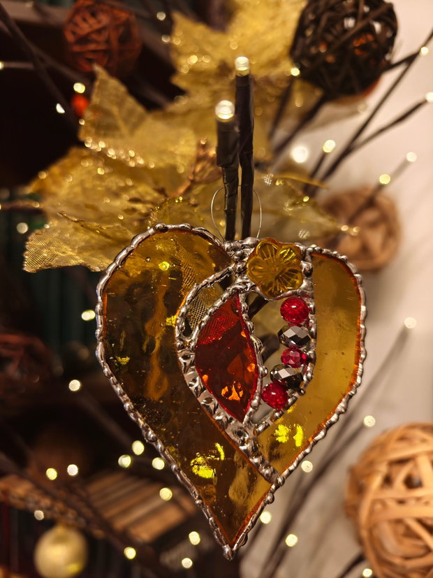 Decoratiune unicat sticla - inima - cu cristale Swarovski