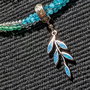 Colier argint X3 calcedonie verde albastra labradorit charm argint frunza nuante minimalist boho chic trendy -Transport gratuit