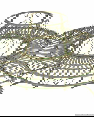 Banca rotunda pentru copac din fier forjat antik green
