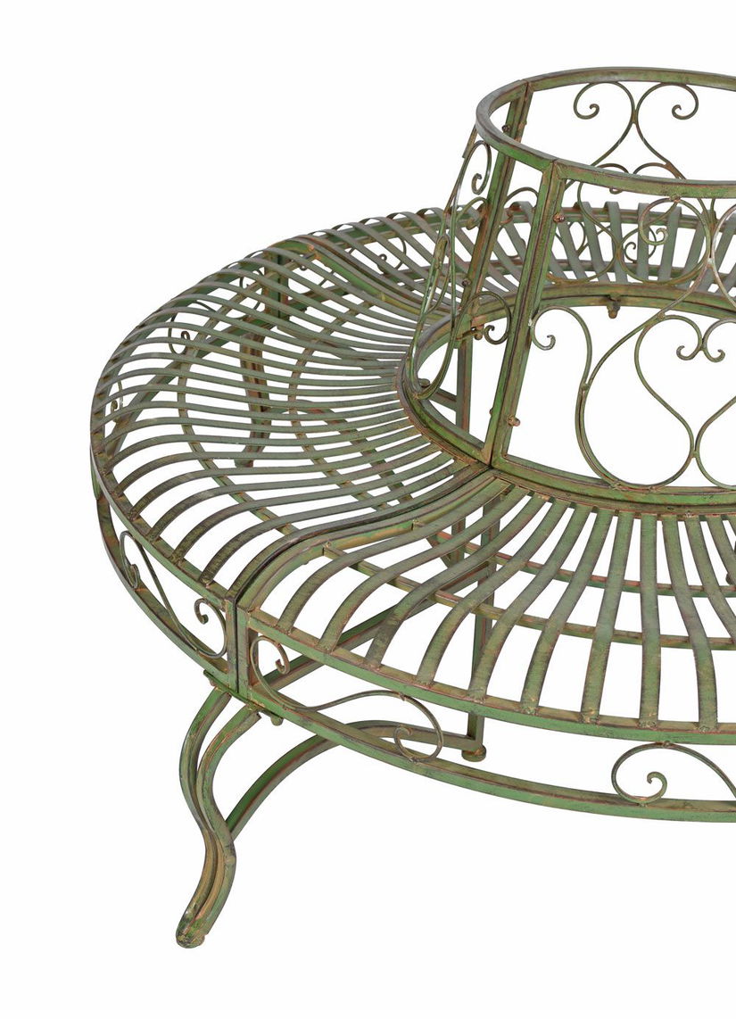 Banca rotunda pentru copac din fier forjat antik green