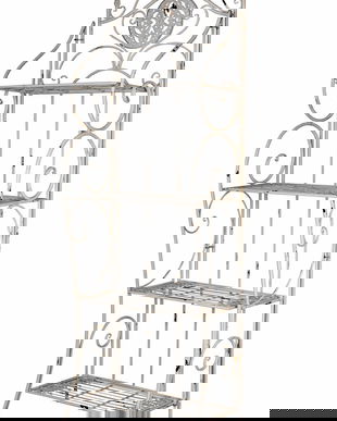 Raft Shabby Chic din fier forjat alb