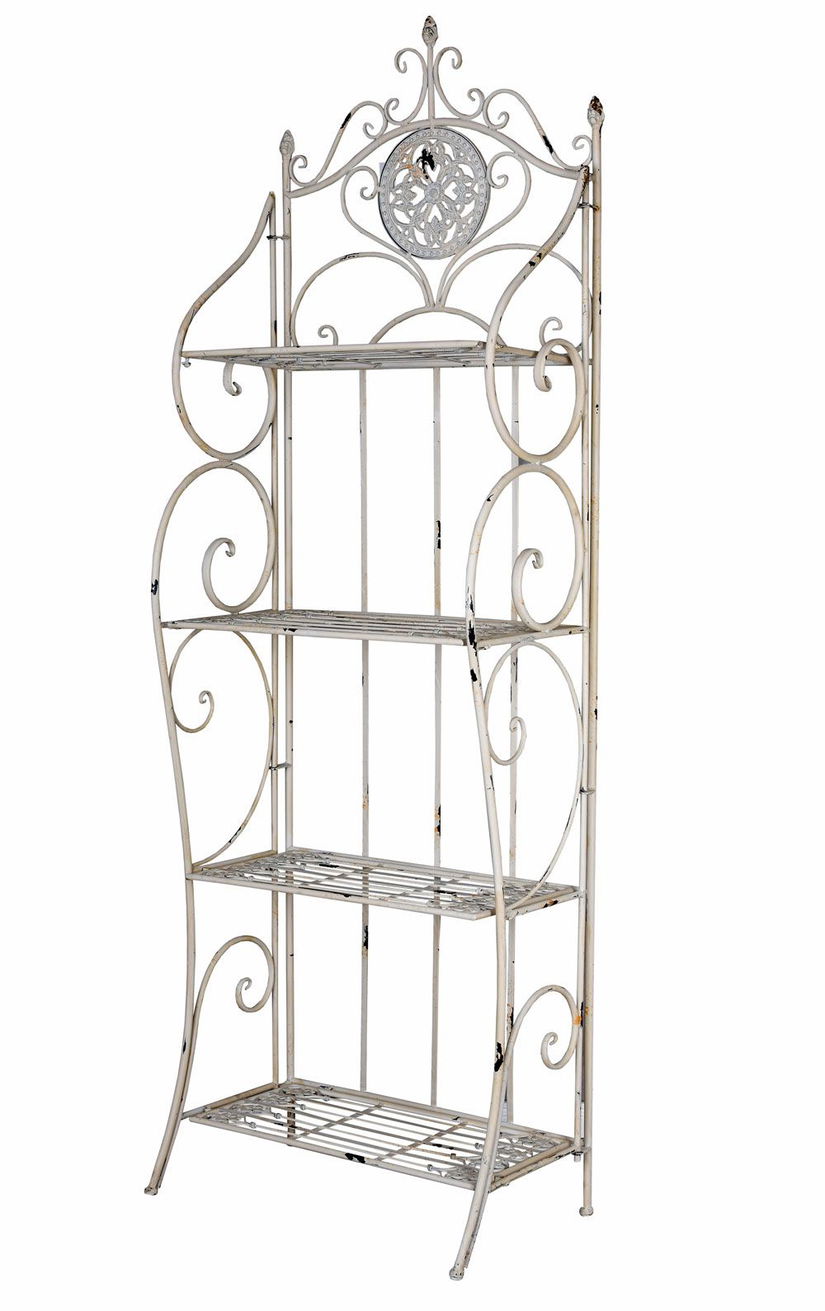 Raft Shabby Chic din fier forjat alb