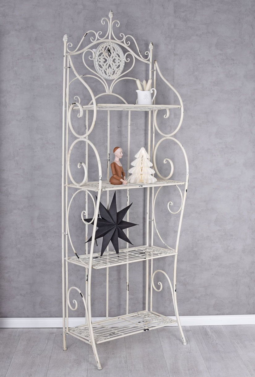 Raft Shabby Chic din fier forjat alb