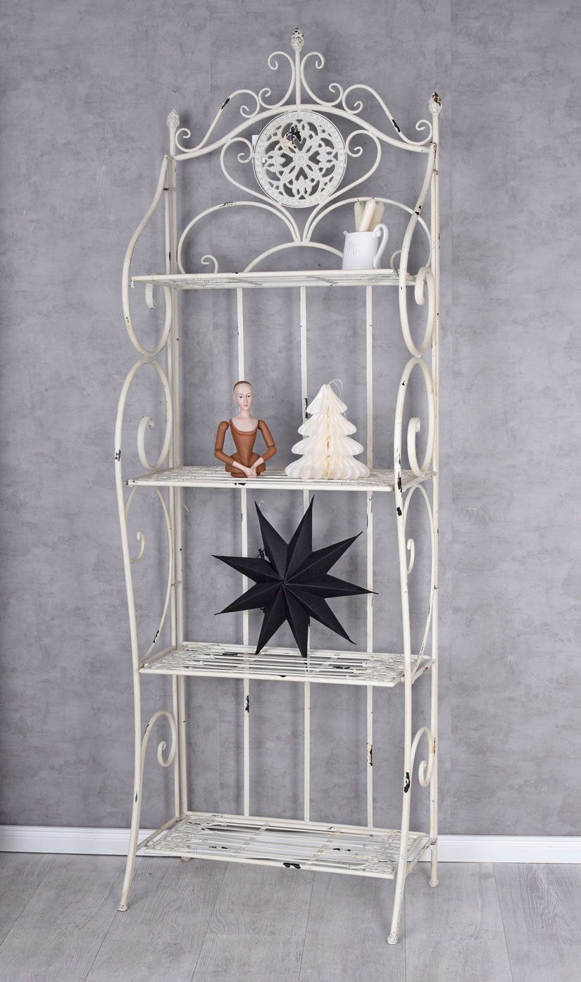 Raft Shabby Chic din fier forjat alb