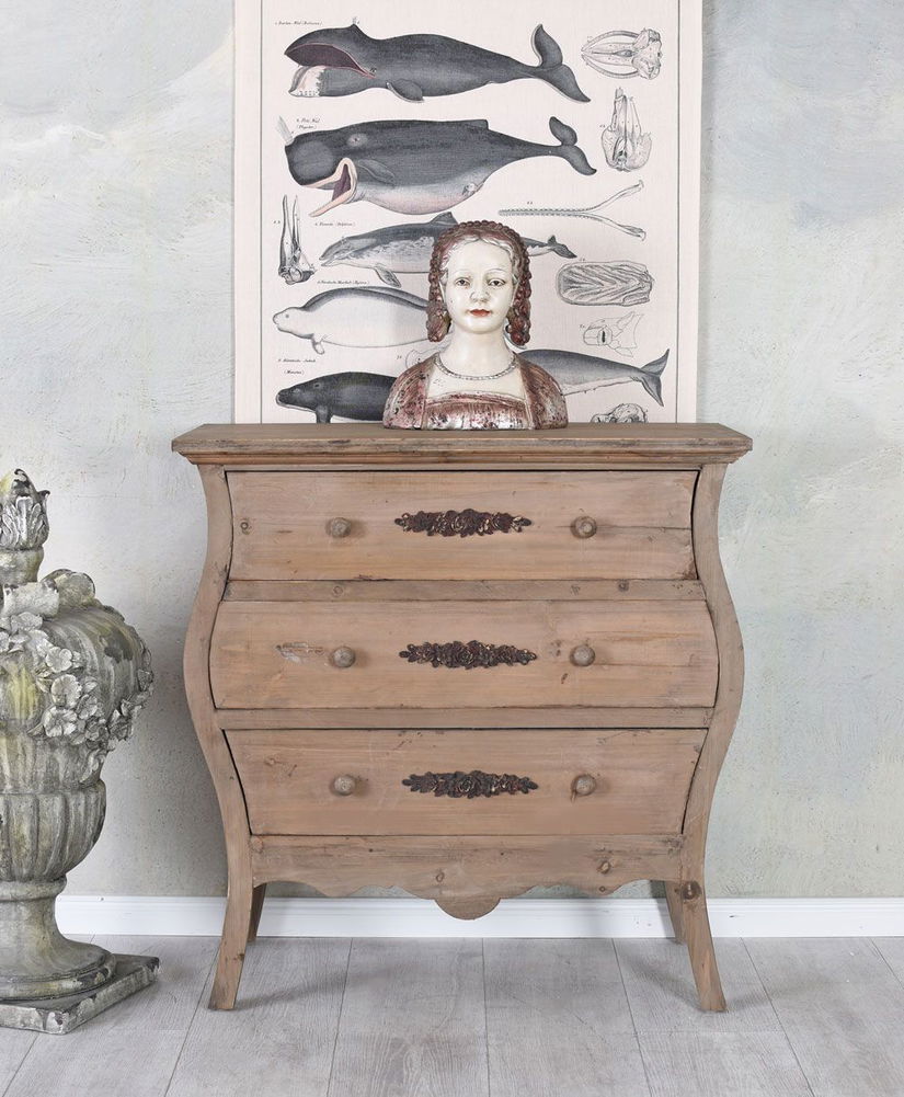 Comoda Shabby Chic din lemn masiv maro