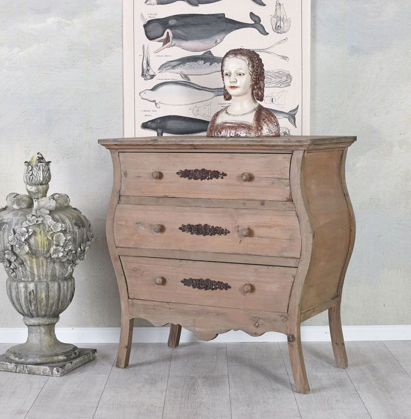 Comoda Shabby Chic din lemn masiv maro